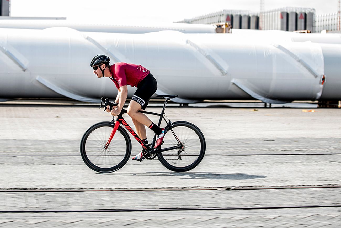 Man riding road bike