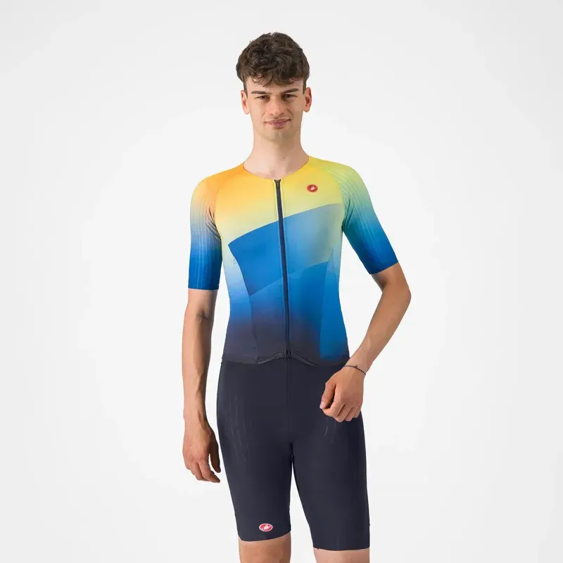 Castelli Free Sanremo 3 Suit in Belgian Blue/Multicolour Vivid Orange