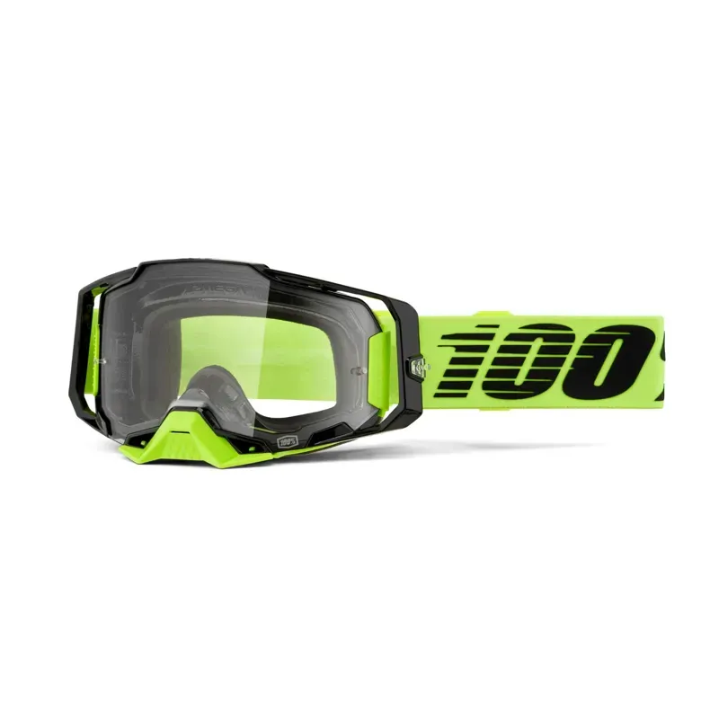 100% Armega Clear Lens Goggles in Neon Yellow