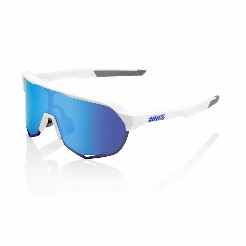 100% S2 Glasses In Matte White/HiPER Blue Multilayer Mirror Lens-1
