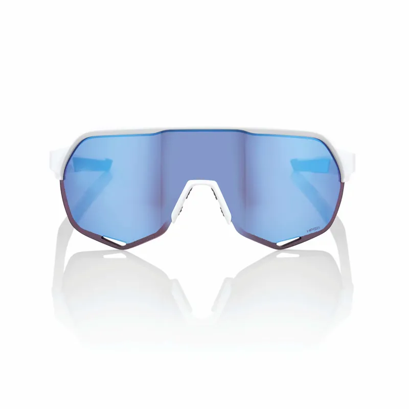 100% S2 Glasses In Matte White/HiPER Blue Multilayer Mirror Lens