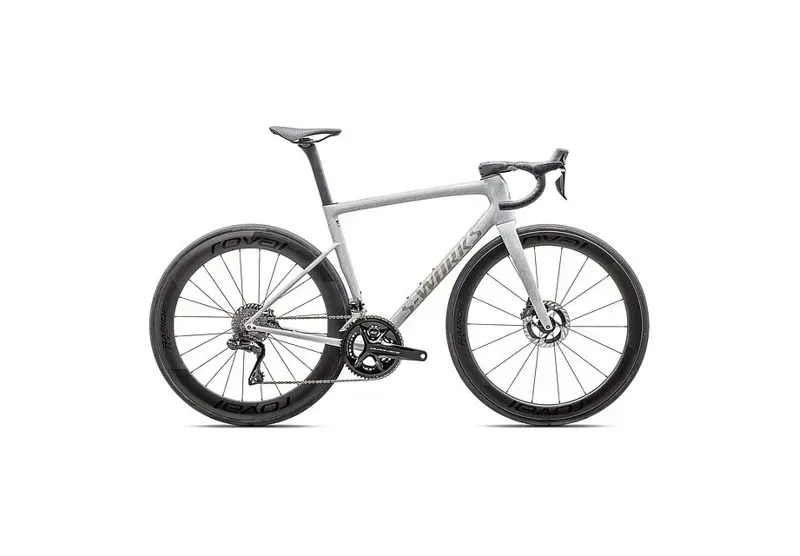 Specialized S-Works Tarmac SL8 - Shimano Dura-Ace Di2 Road Race Bike In Gloss Dove Grey/Silver Dust Blurred Impasto/Black Pearl