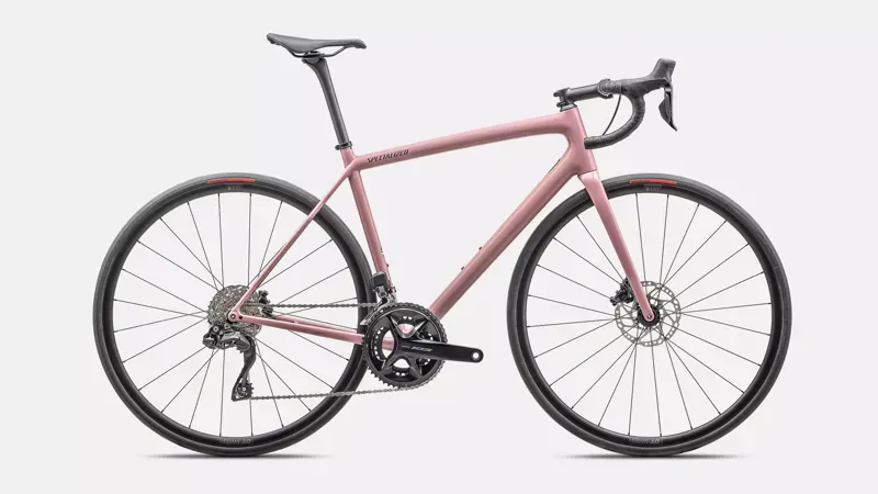 Specialized Aethos Comp - Shimano 105 Di2 Road Race Bike In Gloss Dusky Pink/Smoke