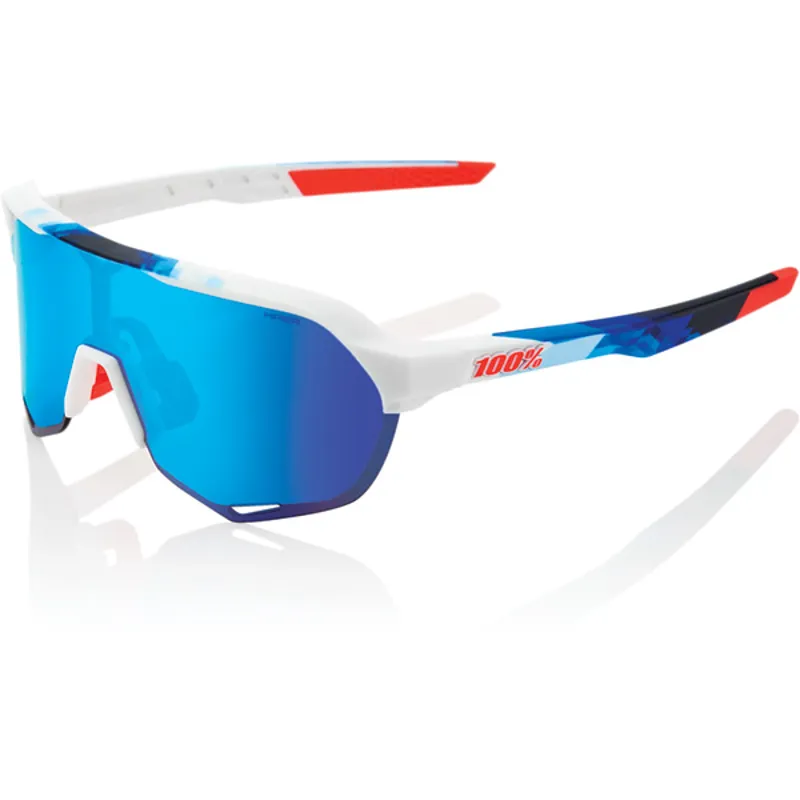 100 Percent S2 HiPer Mirror Blue Lens Sunglasses in White