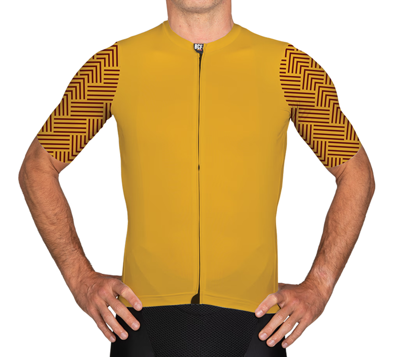 BCF Gravel Jersey in Mustard/Bourgogne