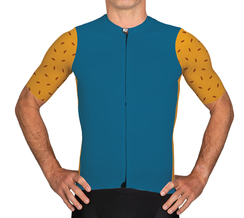 BCF Gravel Jersey in Steel Blue/Dark Yellow