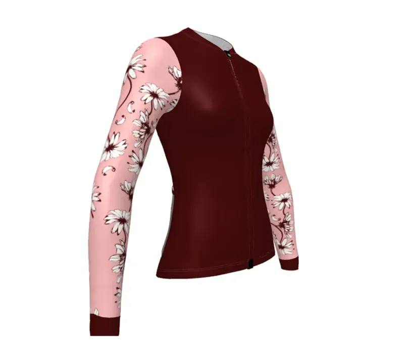 BCF Women's Gravel Long Sleeve Jersey in Bourgogne/Salmon-3