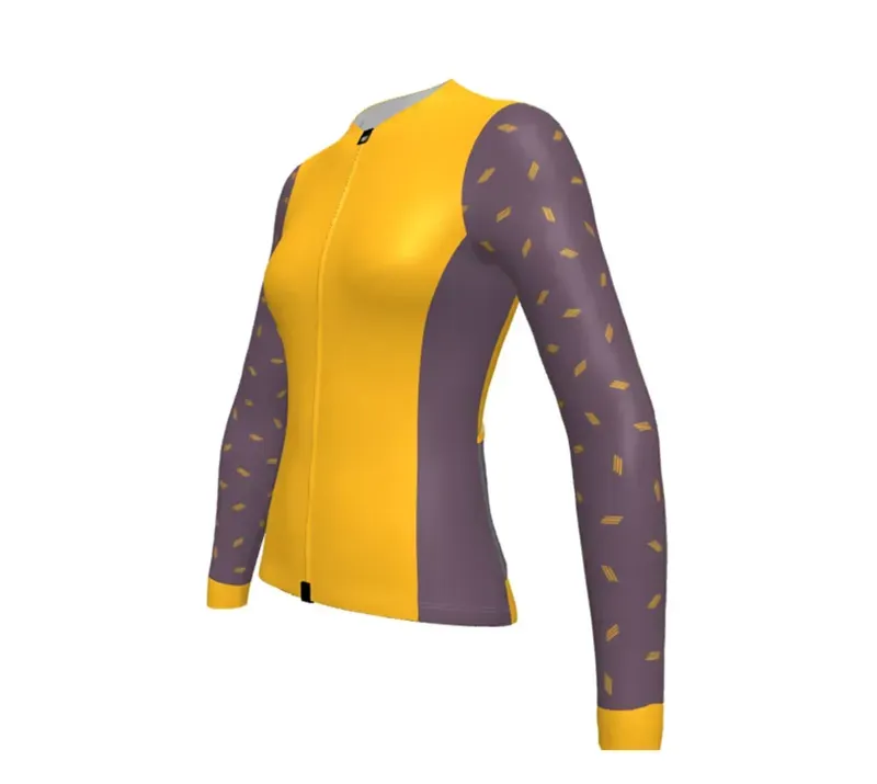 BCF Women's Gravel Long Sleeve Jersey in Mustard/Merlot-1