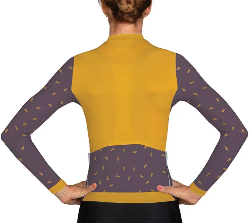 BCF Women's Gravel Long Sleeve Jersey in Mustard/Merlot-2