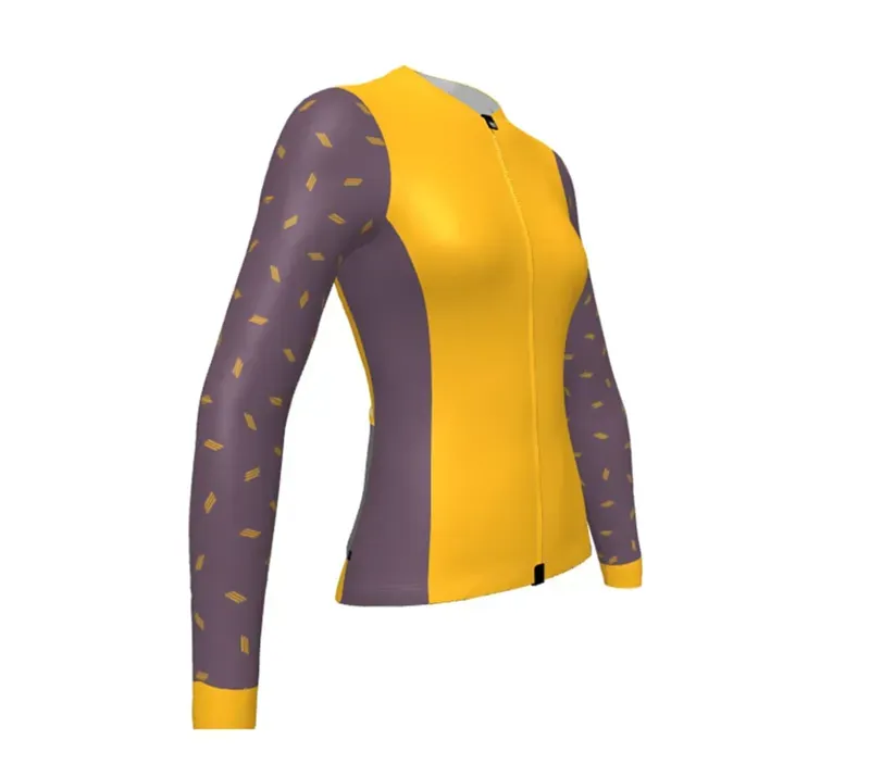 BCF Women's Gravel Long Sleeve Jersey in Mustard/Merlot-3