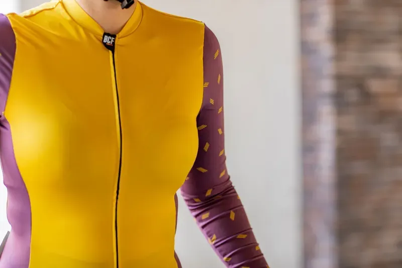 BCF Women's Gravel Long Sleeve Jersey in Mustard/Merlot-5