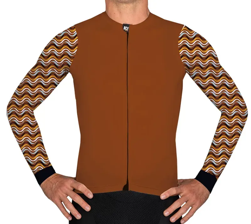 BCF Gravel XS Long Sleeve Jersey in Molteni Brown/Mustard