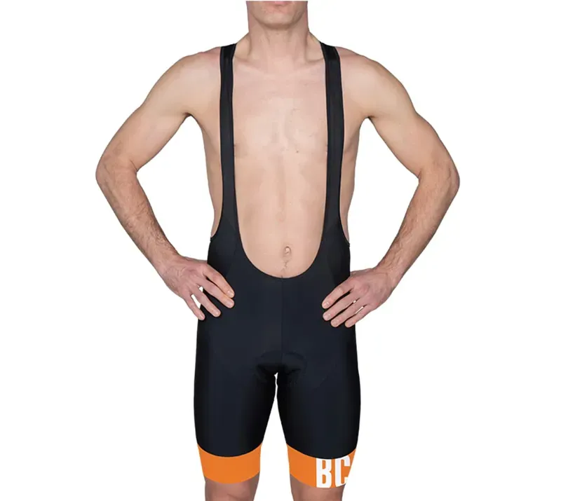BCF Performance Long Cut Bib Short in Black/Orange