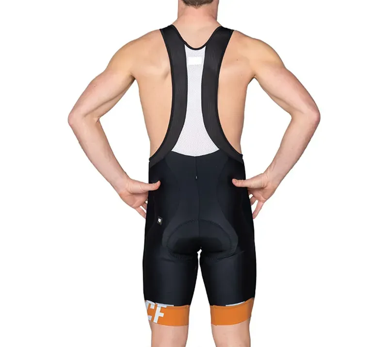 BCF Performance Long Cut Bib Short in Black/Orange-2