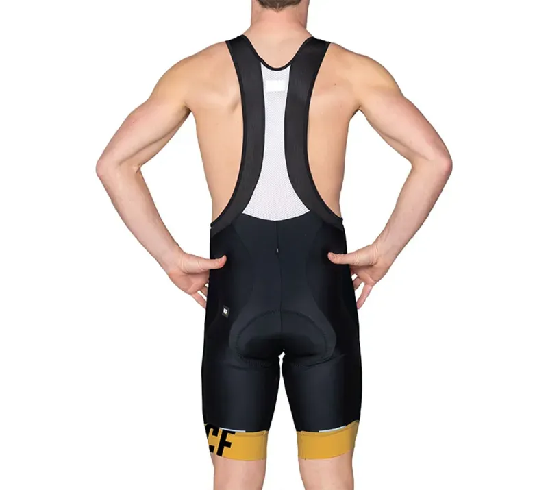 BCF Performance Long Cut Bib Short in Black/Mustard-2