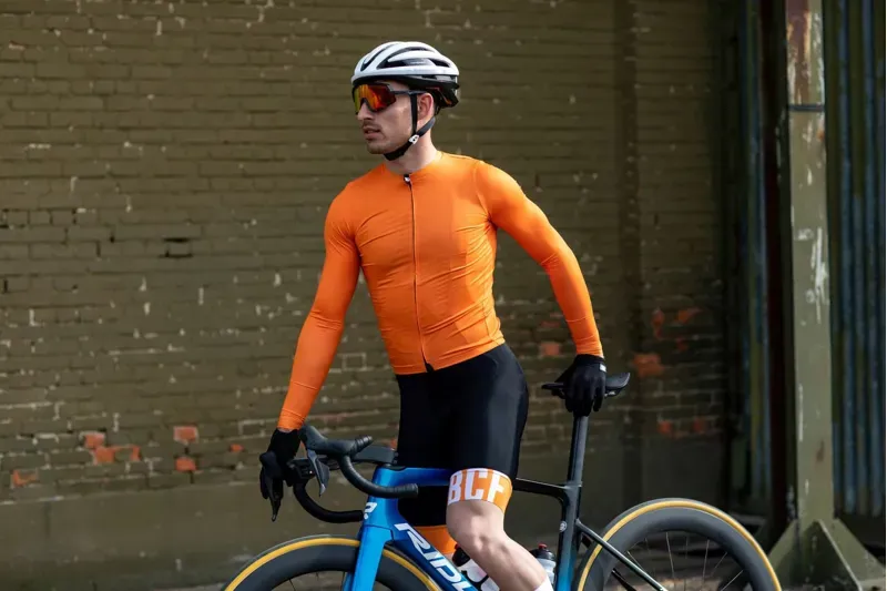 BCF Performance Long Cut Bib Short in Black/Orange-4