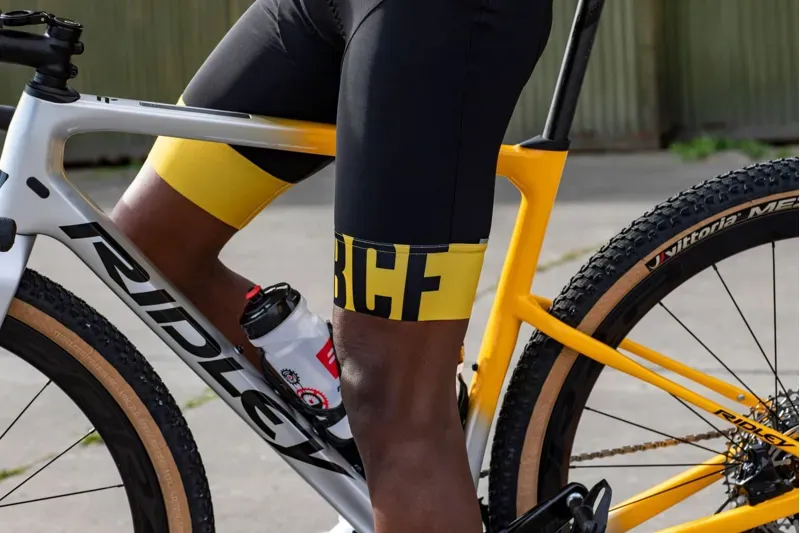 BCF Performance Long Cut Bib Short in Black/Mustard-5