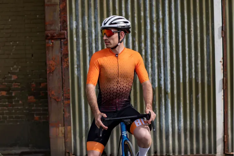 BCF Performance Long Cut Bib Short in Black/Orange-7