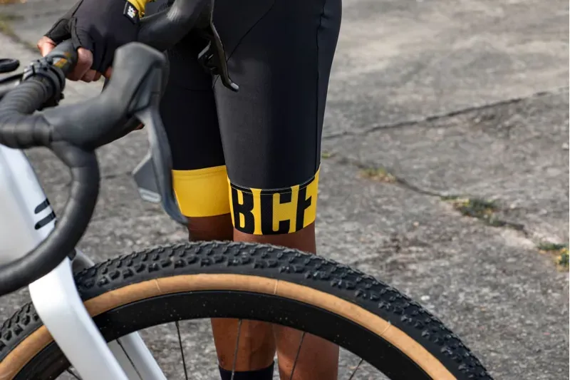 BCF Performance Long Cut Bib Short in Black/Mustard-7