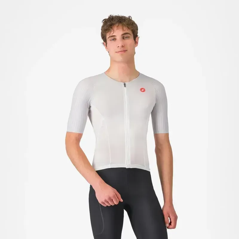 Castelli Free Speed 3 Race Top in White and Silver Grey