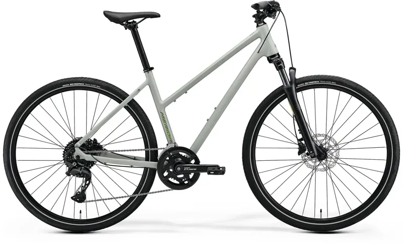 Merida Women's Crossway 300 Hybrid Bike in Matt Early Moss Grey/Green