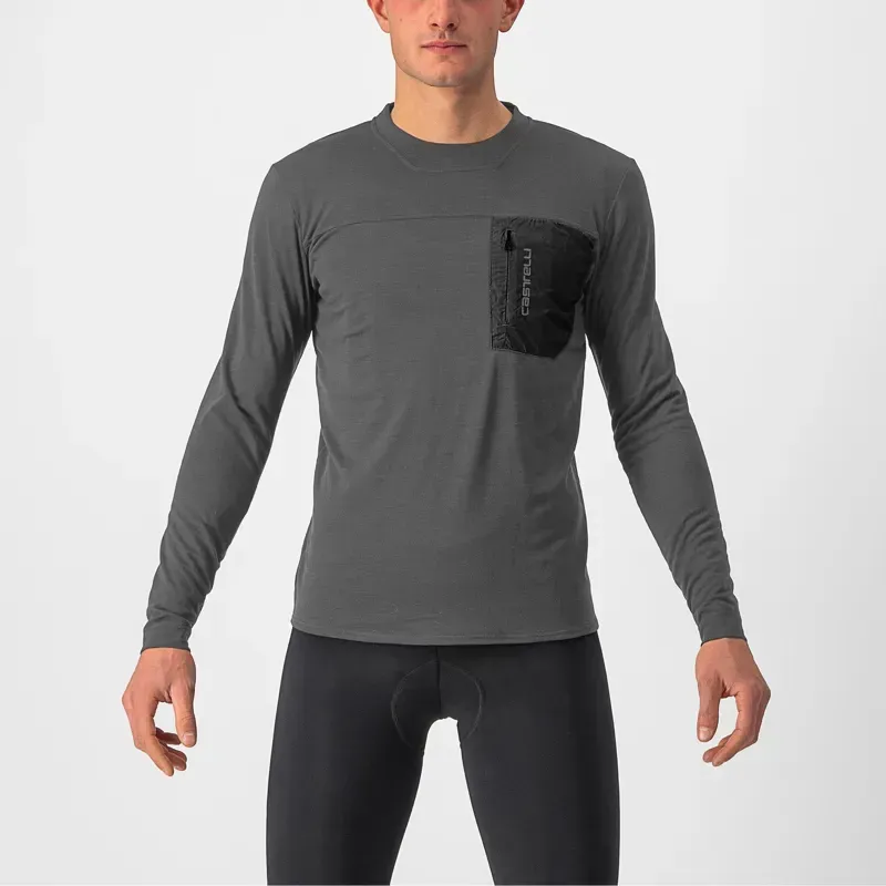 Castelli Unlimited Merino Long Sleeve T-Shirt in Dark Grey/Black