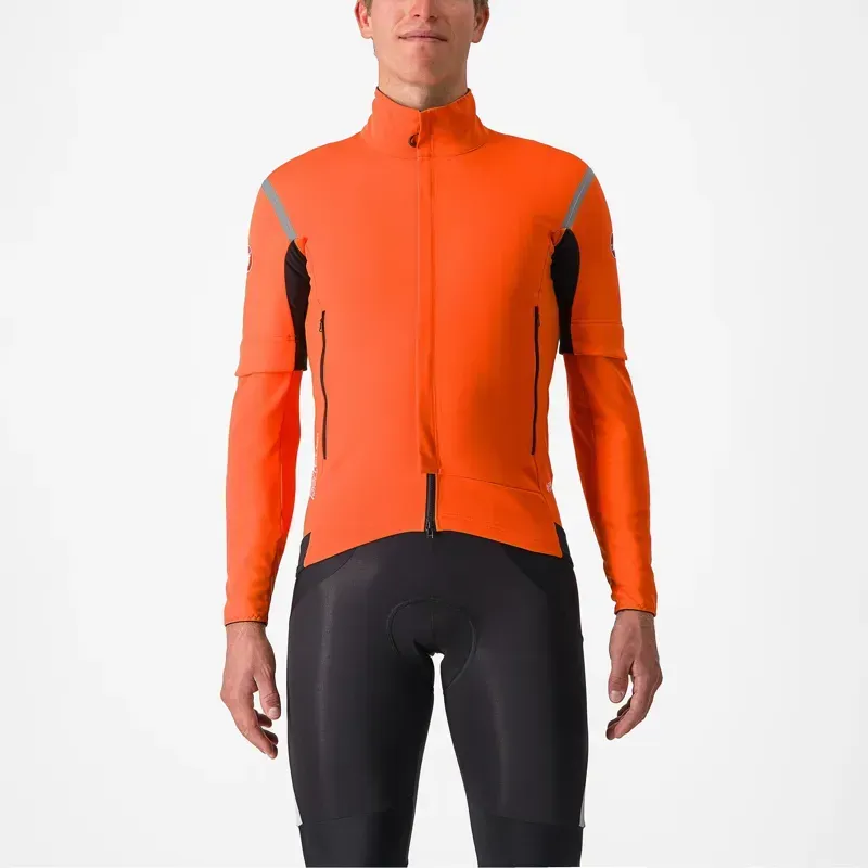Castelli Perfetto RoS 2 Convertible Jacket in Brilliant Orange/Silver Reflex