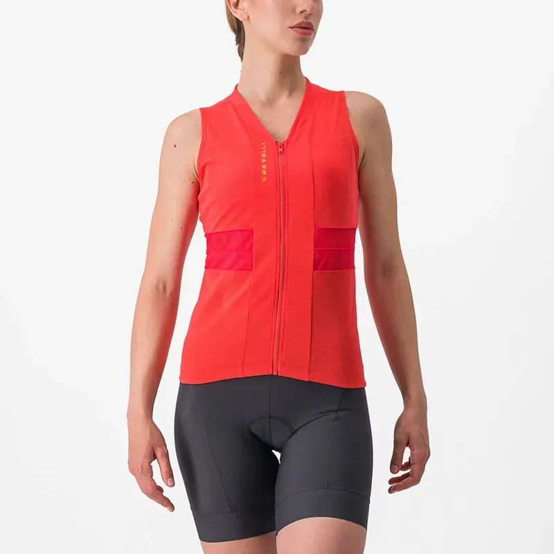 Castelli Anima 4 Sleeveless Women's Jersey in Hibiscus/Soft Orange