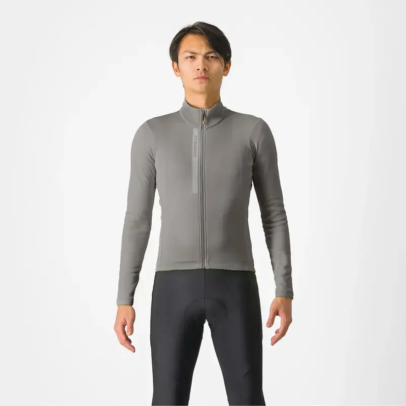 Castelli Entrata Thermal Long Sleeve Jersey in Gunmetal/Silver Grey