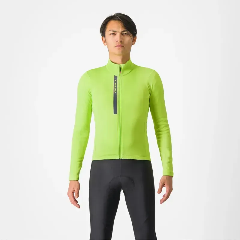 Castelli Entrata Thermal Long Sleeve Jersey in Electric Lime/Dark Grey