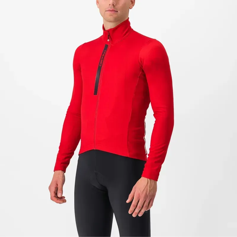 Castelli Entrata Thermal Long Sleeve Jersey in Rich Red/Black