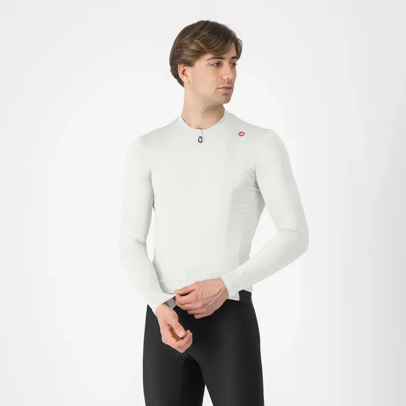 Castelli Espresso Long Sleeve Jersey in Ivory/Dark Grey