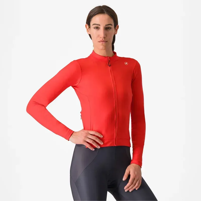 Castelli Espresso Thermal Women's Jersey in Hibiscus/Dark Grey