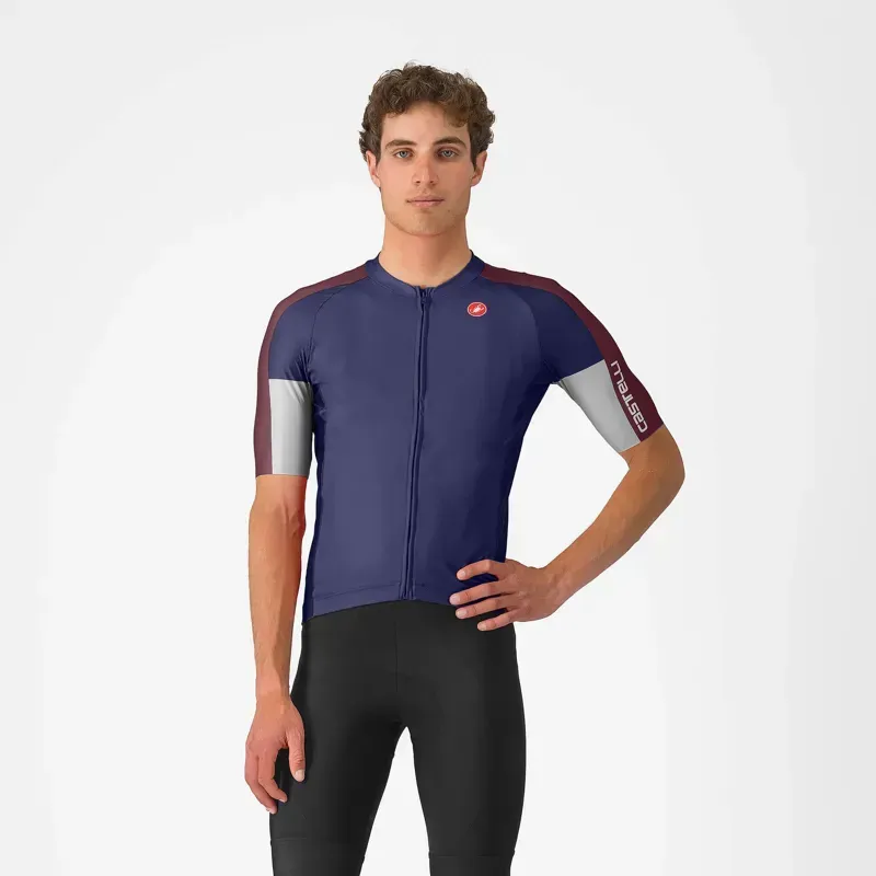 Castelli Entrata 6 Jersey in Belgian Blue/Bordeaux/Silver Grey