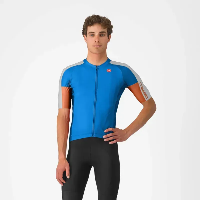 Castelli Entrata 6 Jersey in Azzurro Italia/Silver Grey/Mocha