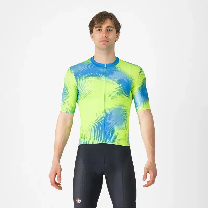 Castelli Vortice Jersey in Aquamarine/Electric Lime