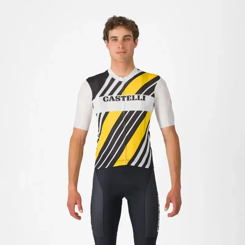 Castelli Heritage Jersey in Black/White/Yellow