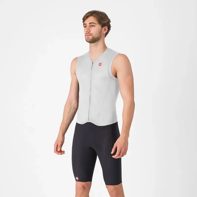 Castelli Free Sanremo 3 Sleeveless Suit in White/Black
