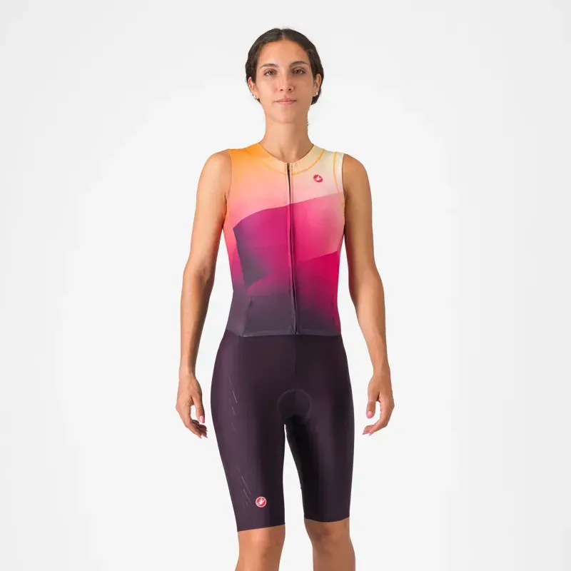 Castelli Free Sanremo 3 Women's Suit in Dark Night Shade/Vivid Orange/Rose