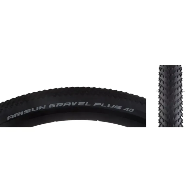 Arisun Gravel Plus 40 700x40c 120-tpi Folding RSD+ TR Gravel Tire in Black