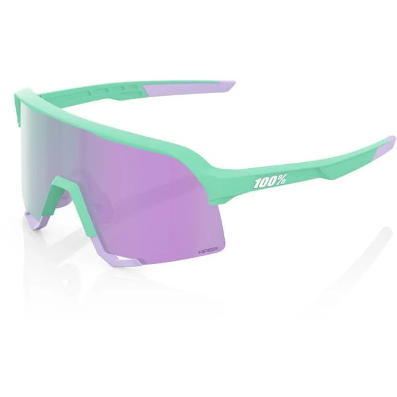 100% S3 HiPER Lavender Mirror Lens Sunglasses in Soft Tact Mint-1