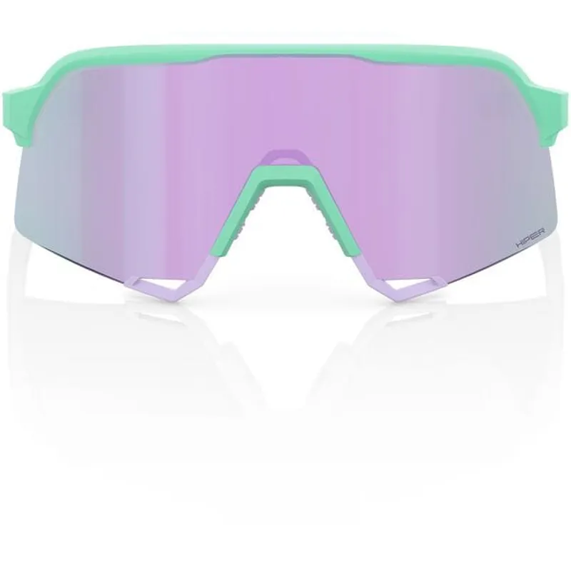 100% S3 HiPER Lavender Mirror Lens Sunglasses in Soft Tact Mint-2