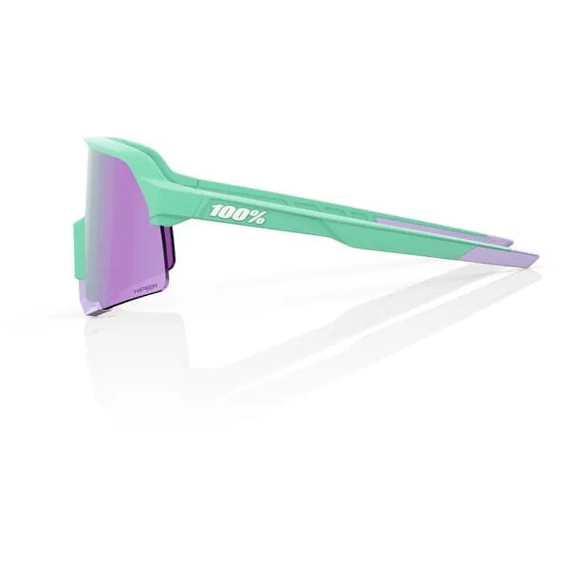 100% S3 HiPER Lavender Mirror Lens Sunglasses in Soft Tact Mint
