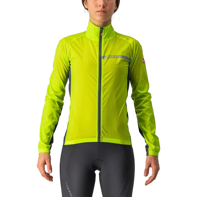 Castelli Squadra Stretch Womens Jacket in Electric Lime/Dark Grey