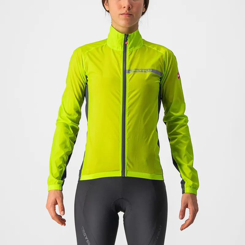 Castelli Squadra Stretch Womens Jacket in Electric Lime/Dark Grey-1