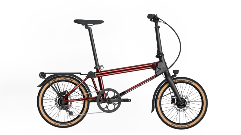 Ahooga E-MAX Alfine With Rack Electric Folding Bike Ruby Red