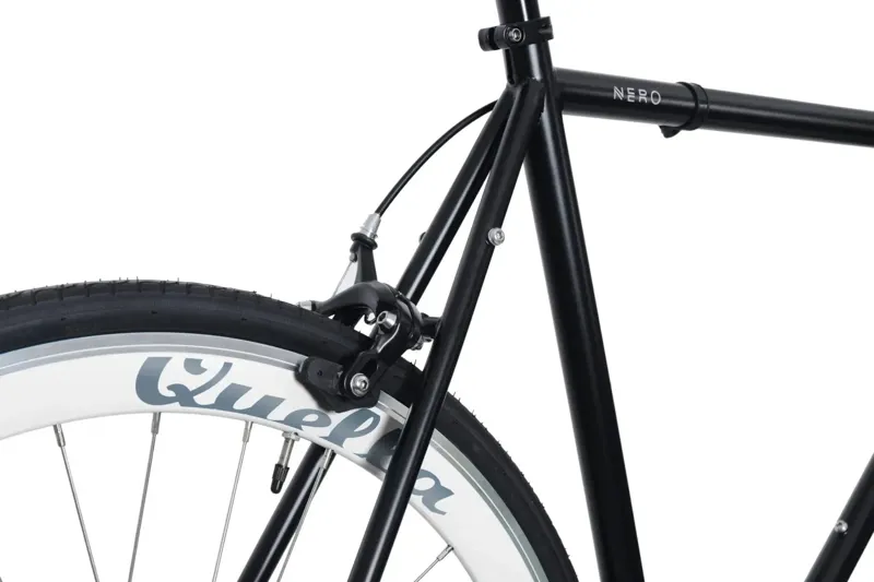 Quella Nero Steel Single Speed Bike in Black with White Wheelset-3