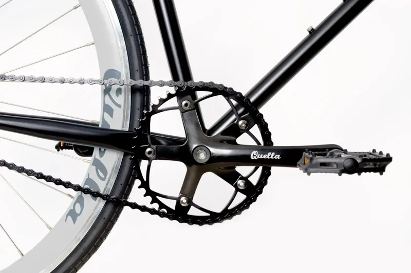 Quella Nero Steel Single Speed Bike in Black with White Wheelset-6