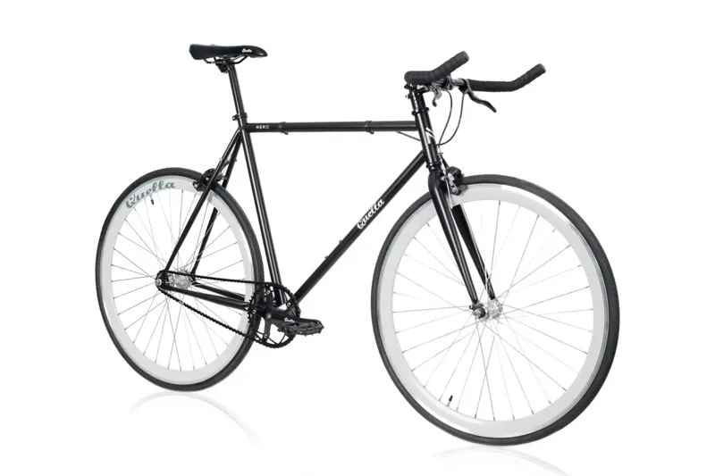 Quella Nero Steel Single Speed Bike in Black with White Wheelset-1