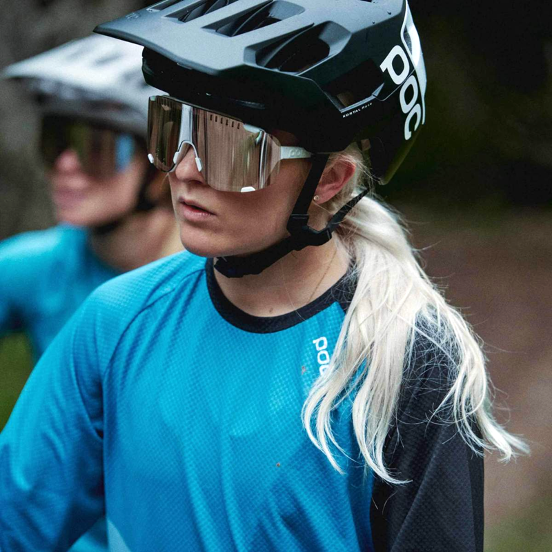 POC Devour Sunglasses Uranium Black Translucent/Grey Deep Green Mirror-5